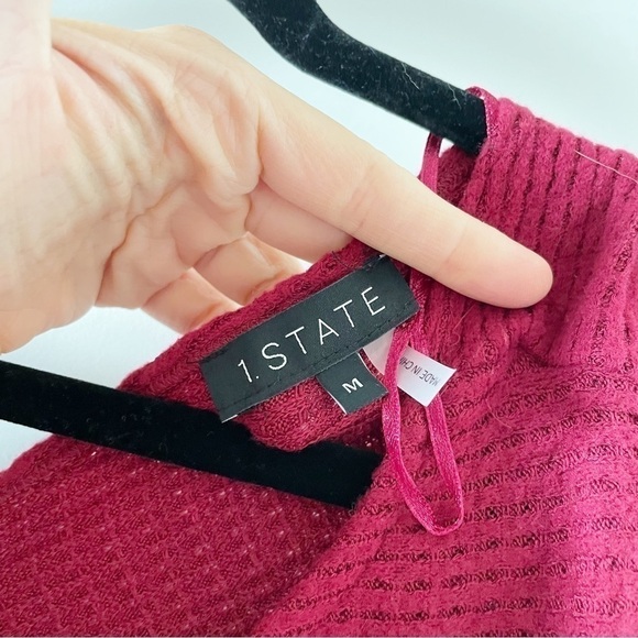 1. State Knot Back Waffle Knit Top in Deep Rouge New With Tags - Picture 4 of 9